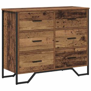 vidaXL Chest of Drawers 6-Drawer Old Wood 91 x 35.5 x 74.5 cm