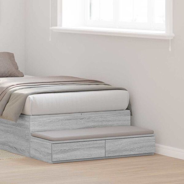 vidaXL Bed Drawers Grey Sonoma 75 x 36.5 x 16.5 cm Engineered Wood
