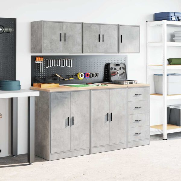 vidaXL Garage Wall Cabinet Concrete Grey Engineered Wood