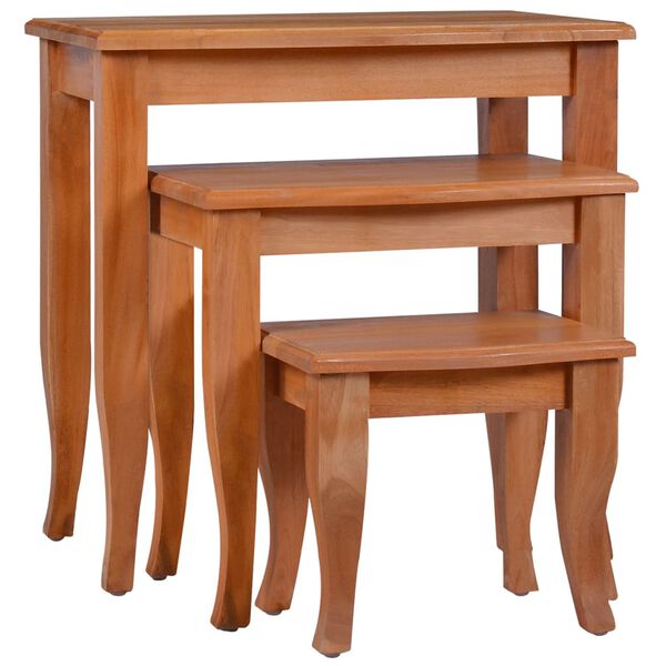 vidaXL Nesting Side Tables 3 pcs Solid Wood Mahogany