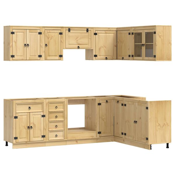 vidaXL Cabinet with Drawer SKI 10 pcs Honey Brown Solid Pine Wood