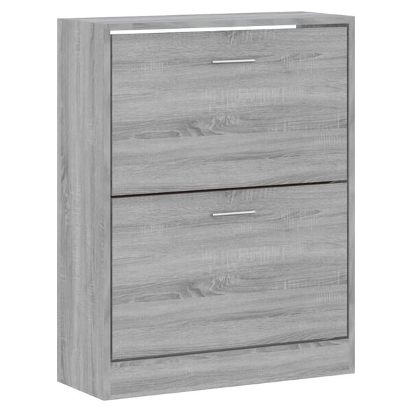 vidaXL Shoe Cabinet Grey Sonoma 63x24x81 cm Engineered Wood