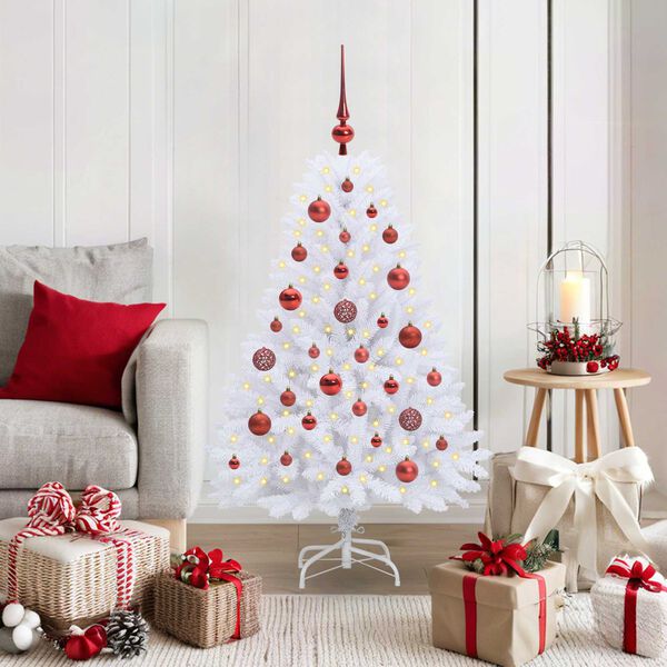 vidaXL Artificial Hinged Christmas Tree White 120 cm PVC and Steel