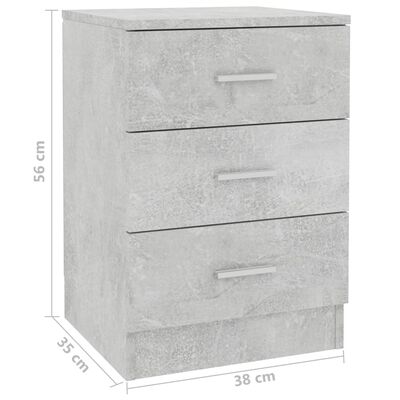 vidaXL Bedside Cabinets 2 pcs Concrete Grey 38x35x56 cm Engineered Wood