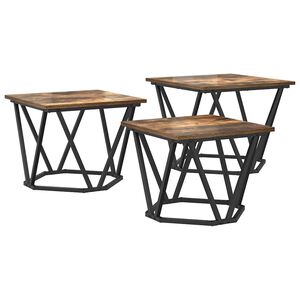 vidaXL Coffee Table 3 pcs Smoked Oak Engineered Wood and Steel
