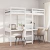 vidaXL Loft Bed Frame with Desk and Shelves White 90x200cm Solid Wood Pine