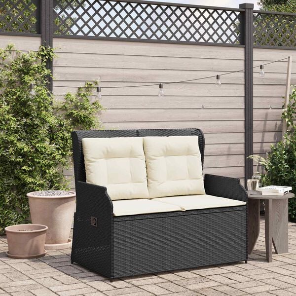 vidaXL Garden Bench Black Poly Rattan