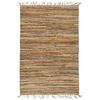 vidaXL Hand-woven Chindi Rug Leather Jute 190x280 cm Tan