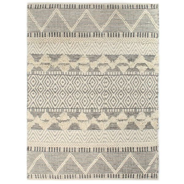 vidaXL Rug Handwoven Wool 80x150 cm White/Grey/Black/Brown