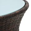 vidaXL Garden Side Table Drum Shape Brown Poly Rattan