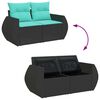 vidaXL 8 Piece Garden Sofa Set with Cushions Black Poly Rattan Acacia