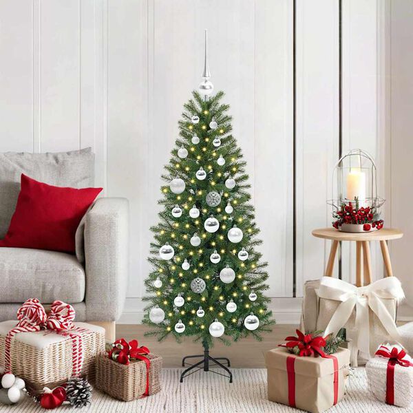 vidaXL Artificial Christmas Tree with 150 LEDs Green 120 cm PE and PVC