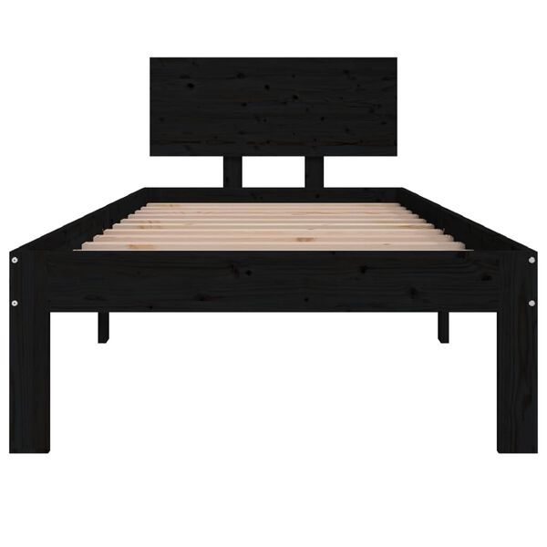 vidaXL Bed Frame without Mattress Black 75x190cm Small Single