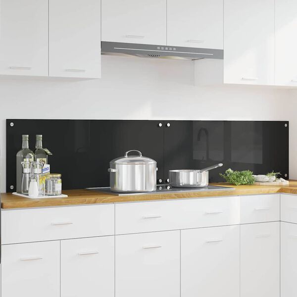 vidaXL Kitchen Backsplash 2 pcs Black 100 x 40 cm Tempered Glass