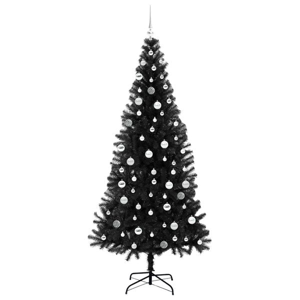 vidaXL Christmas Tree with 300 LEDs with Stand Black 210 cm PVC