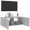 vidaXL TV Wall Cabinet with LED Lights Concrete Grey 80x35x31 cm