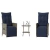 vidaXL 3 Piece Bistro Set with Cushions Grey Poly Rattan
