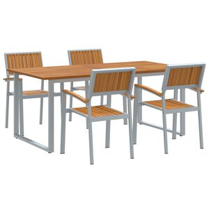 vidaXL Garden Dining Set 5 pcs Grey Solid Acacia Wood
