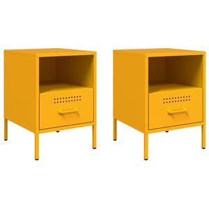 vidaXL Bedside Cabinets 2 pcs Mustard Yellow 36x39x50,5 cm Steel