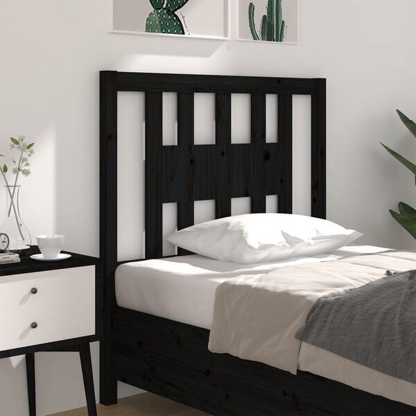 vidaXL Headboard Black 106x4x100 cm Solid Wood Pine