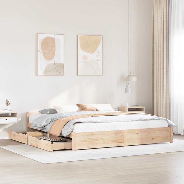 vidaXL Bed Frame without Mattress 180x200 cm Super King Solid Wood Pine