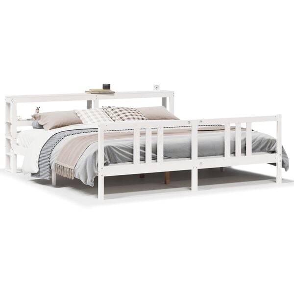 vidaXL Bed Frame with Headboard without Mattress White 200x200 cm