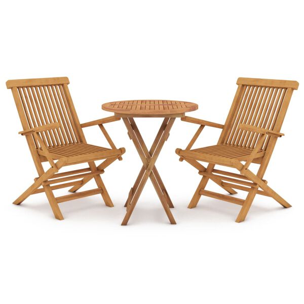 vidaXL 3 Piece Garden Dining Set Solid Wood Teak