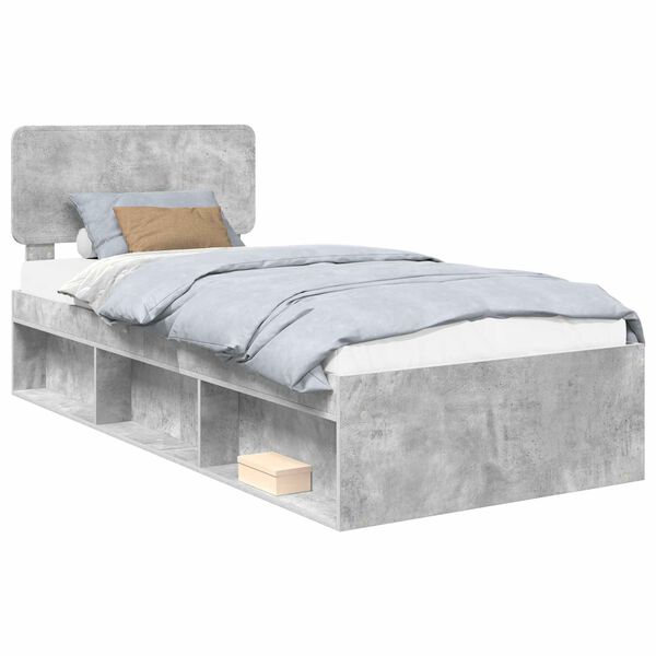 vidaXL Bed Frame Concerte Grey 100 x 200 cm Solid Pine Wood