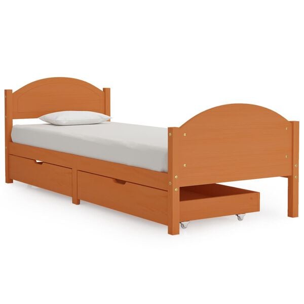 vidaXL Bed Frame without Mattress Honey Brown Solid Wood 90x200 cm (322036+321987)