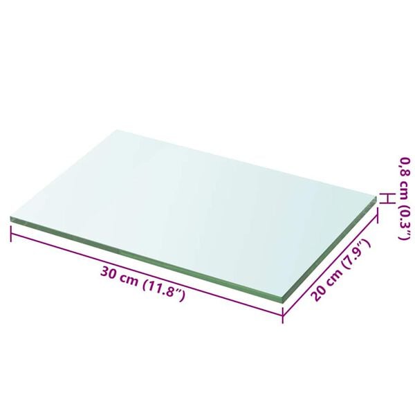 vidaXL Shelves 2 pcs Panel Glass Clear 30x20 cm