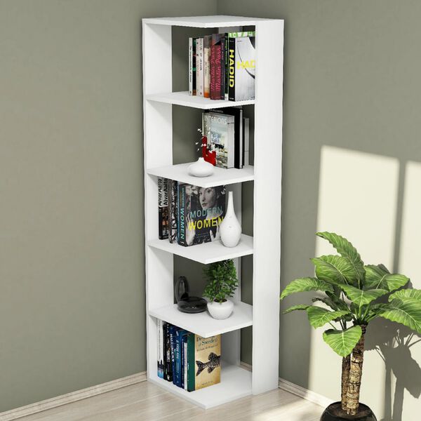 Homemania Bookcase Corner 41.8x41.8x160.8cm White