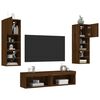 vidaXL 6 Piece TV Wall Units with LED Brown Oak Engineered Wood