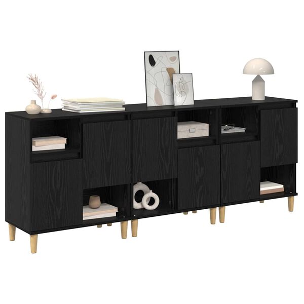 vidaXL Sideboards 3 pcs Black Oak 60 x 35 x 70 cm Engineered Wood