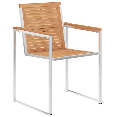 vidaXL Garden Chairs 2 pcs Solid Teak Wood and Stainless Steel