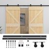 vidaXL Sliding Door 2 pcs Natural and Black Solid Pine Wood