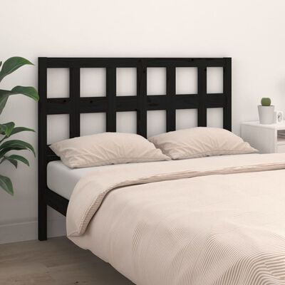 vidaXL Bed Headboard Black 205.5x4x100 cm Solid Wood Pine
