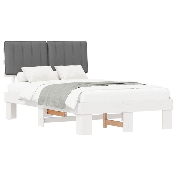 vidaXL Bed Frame with Upholstered Headboard Light Grey 120 x 190 cm
