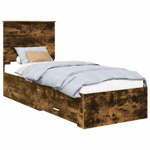 vidaXL Bed Frame Smoked Oak and Silver 70 x 190 cm Engineered Wood