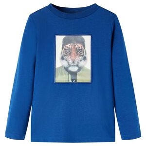 vidaXL Kids' T-shirt with Long Sleeves Dark Blue 128
