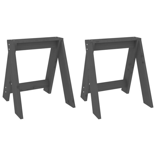 vidaXL Stools 2 pcs Grey 40x40x45 cm Solid Wood Pine