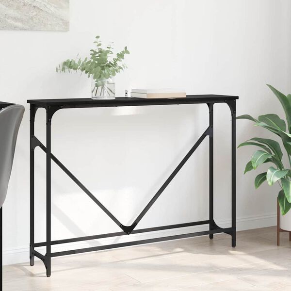 vidaXL Console Table Manual Black Oak 102 x 23 x 75 cm Engineered Wood