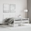 vidaXL Metal Bed Frame without Mattress with Footboard&nbsp;White 140x200cm