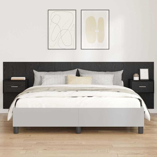 vidaXL Headboard with Cabinet 3 pcs Black Oak Engineered Wood