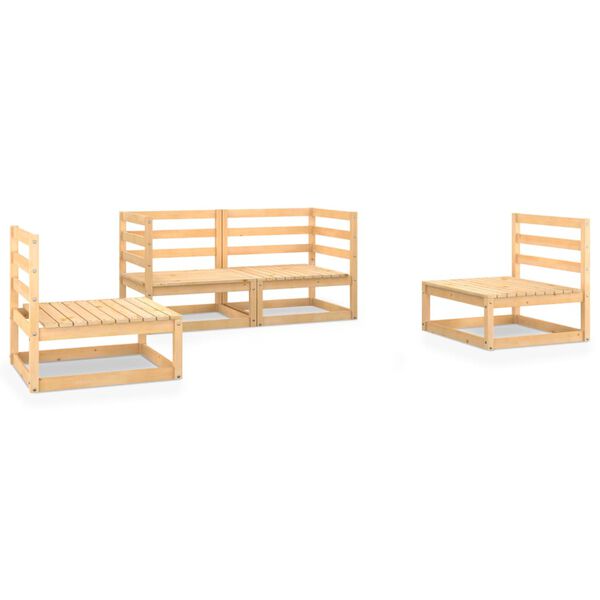 vidaXL 4 Piece Garden Lounge Set Solid Wood Pine