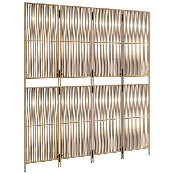 vidaXL Room Divider 4 Panels Beige Poly Rattan