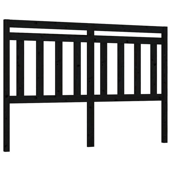 vidaXL Bed Headboard Black 146x4x100 cm Solid Wood Pine