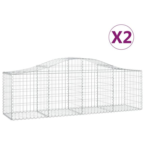 vidaXL Arched Gabion Baskets 2 pcs 200x50x60/80 cm Galvanised Iron
