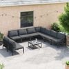 vidaXL Garden Sofa Set with Cushion 10 pcs Black Steel