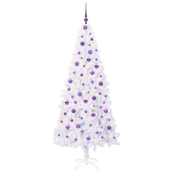 vidaXL Artificial Christmas Tree with Stand White 210 cm PVC and Steel