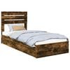 vidaXL Storage Bed with Drawer Smoked Oak 90 x 190 cm Engineered Wood